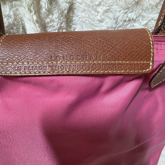 Longchamp Pink Tote with Brown Leather Trim - Picture 4 of 7